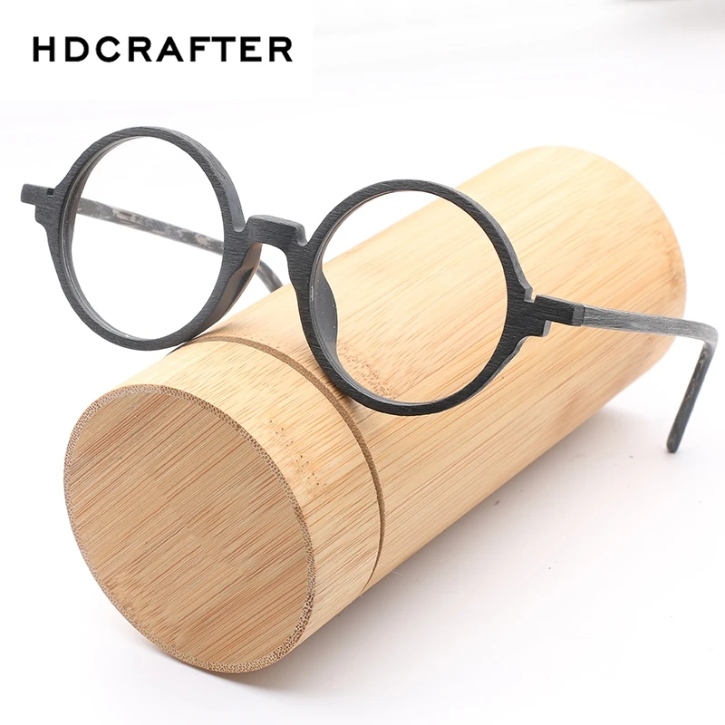 Круглые деревянные оправы для очков HDCRAFTER в стиле ретро мужчин и женщин оправа