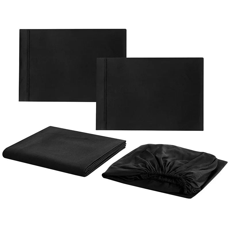 black Однотонный Комплект постельного белья, короткое Постельное белье queen/King size, серый мягкий удобный белый комплект постельного белья, простыня+ наволочка - Цвет: black