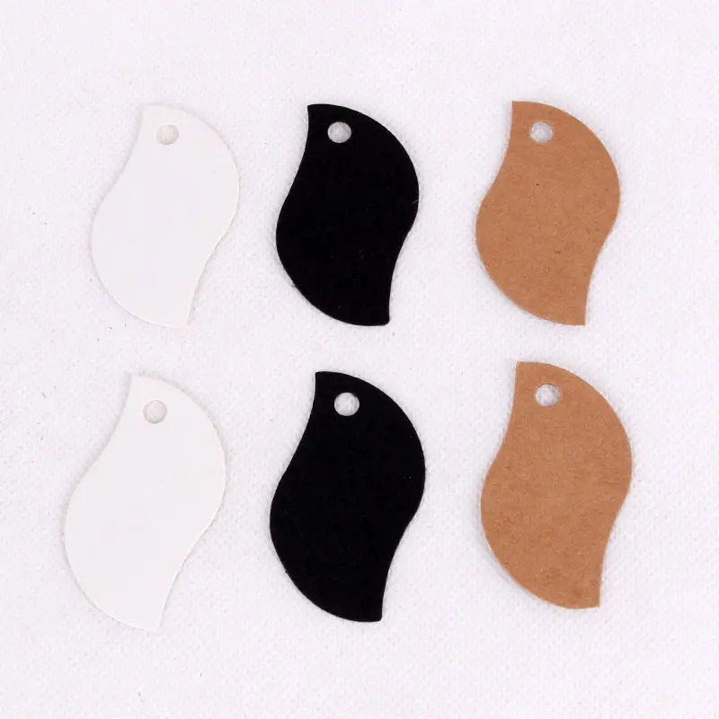 100pcs Leaf Shape Kraft Paper Hang Tags Wedding Party Favor Label Price Gift Card Black White Brown Color Jewelry Display | Украшения и