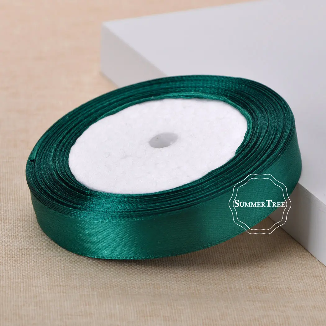 Dark Green 25 метров 5/8 inch 15 мм атласной лентой створки подарок лук DIY Craft Свадебная вечеринка принадлежности ручной события Юбилей банкетный украшения - Цвет: Dark Green