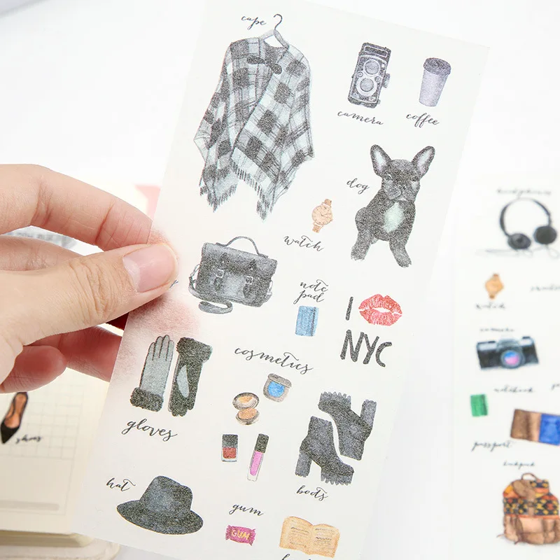 6 листов/набор наклейки из ПВХ для скрапбукинга | Канцтовары офиса и дома