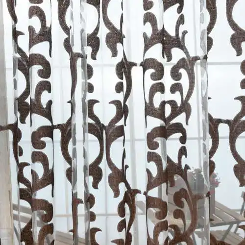 Dark Brown NAPEARL 1 шт. Роскошный европейский стиль тюль шторы органза жаккардовая ткань для оконных процедур зеленый черный шторы балкон - Цвет: Dark Brown