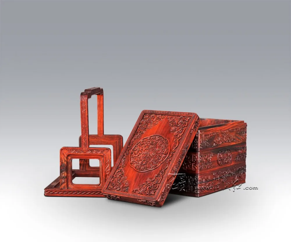 Китайская классическая переноска еды ручные корзины из красного дерева Carven