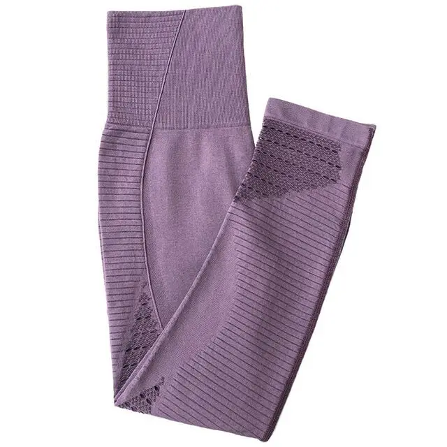 Purple Высокая талия энергии бесшовные леггинсы для женщин фитнес брюки "Капри" для йоги Scrunch леггинсы для тренировки тренажерный зал Леггинс - Цвет: Purple