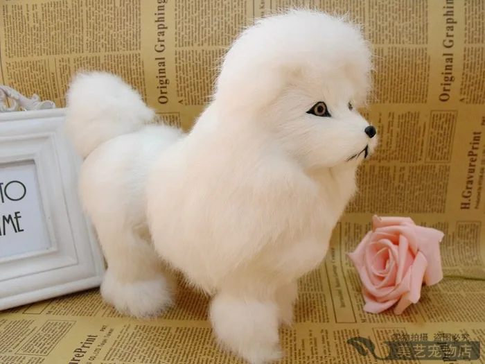 

simulation poodle toy white dog 17x7x15cm toy model polyethylene&furs dog model home decoration props ,model gift d090