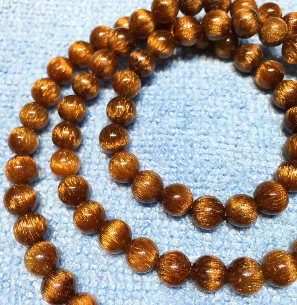 100% натуральная Медь Rutilated Кварц 7 мм Кристальный эффект кошачьих глаз драгоценные