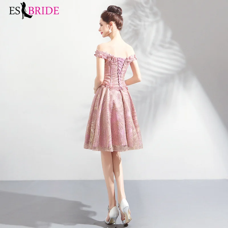 Розовое вечернее платье с вырезом лодочкой короткое сексуальное элегантное