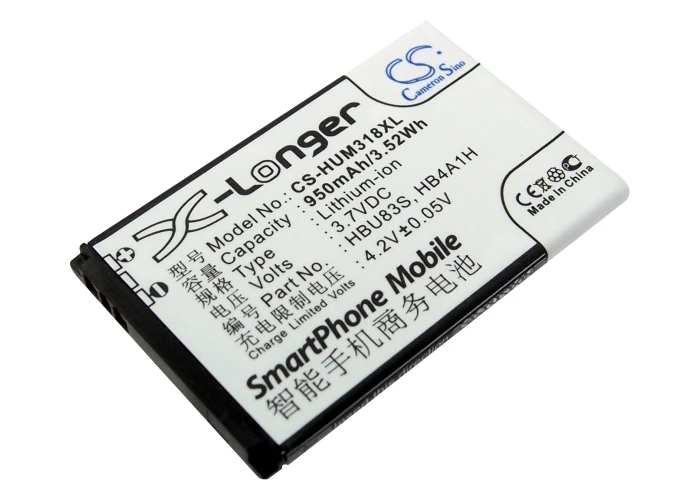 Высококачественный аккумулятор Cameron Sino 950 мАч HB4A1H HBU83S для Huawei M318 M635 M636 U120 U121 U2800 U2800A