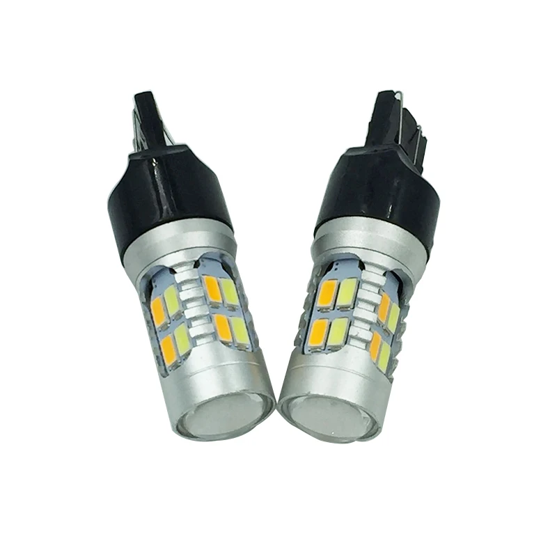 

10 шт. горячая Распродажа Белый Янтарь авто светодиодный drl светильник двойной цвет T20 7443 светодиодный указатель поворота светильник горки 20smd 5630