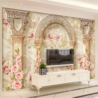 custom mural wall paper 3d european style flower pattern marble pillar living room tv background wall home decor art wallpaper