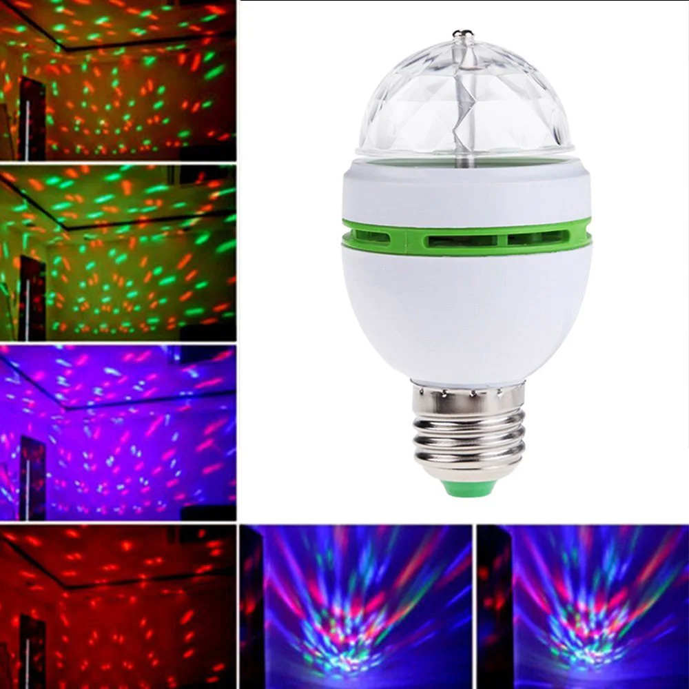 

1Pcs 3W 6W RGB LED Lamp E27 AC 110V - 220V Auto Rotating Stage Lights Magic Ball Bulb For Home DJ Party Dance Decoration