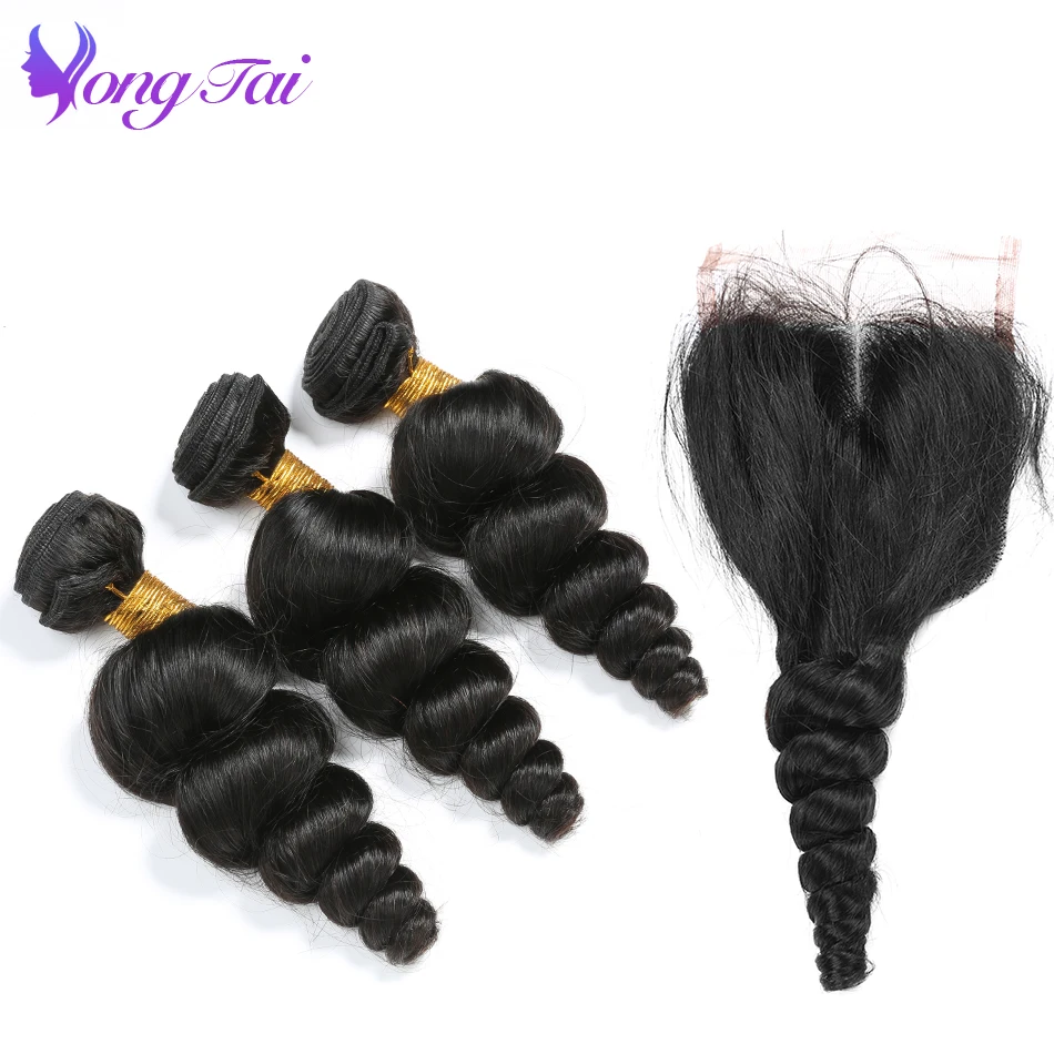 YuYongtai свободные волнистые пучки с застежкой перуанские волосы 3 пучка не Реми