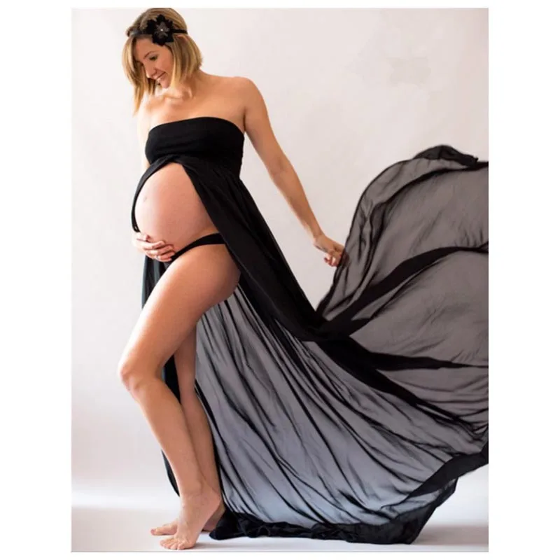 Black sleeveless Шифоновое комбинированное платье для беременных для фотосъемки Макси свободное сексуальное платье для беременных реквизит для фотосъемки женские платья Premama Vestido - Цвет: Black sleeveless