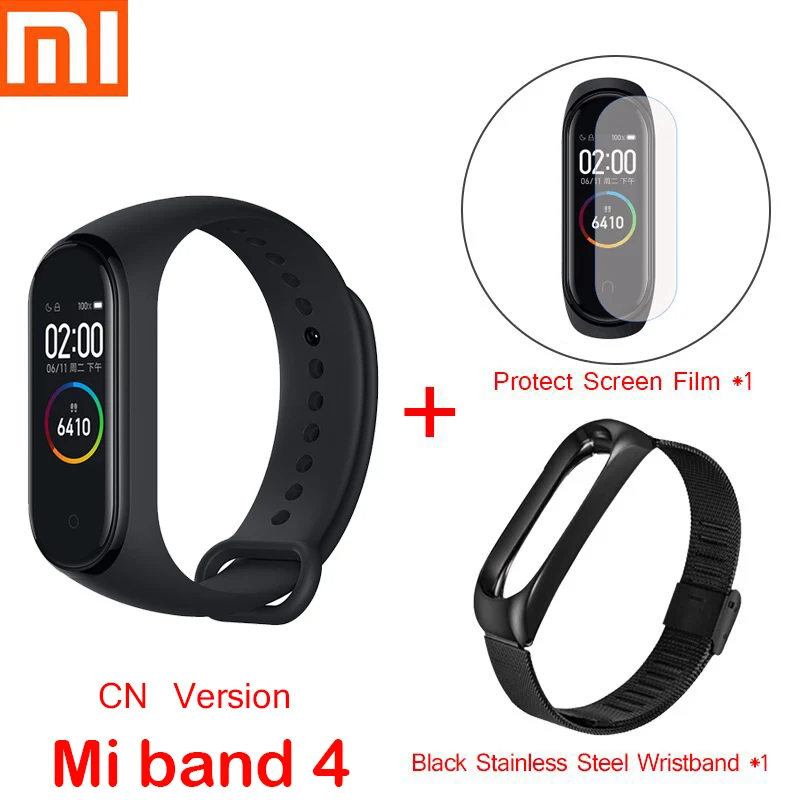 mi band 4 add strap Мировой Xiaomi mi Band 4 новейший mi band 4 Mp3 музыка 135 мАч цветной экран Фитнес Пульс Bluetooth 5,0 умные часы - Color: mi band 4 add strap