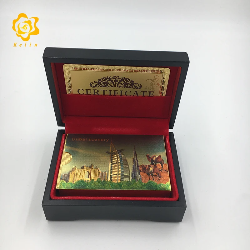 Уникальная игра игральные карты Дубай здание и пейзаж 24K золотой фольги играть в покер