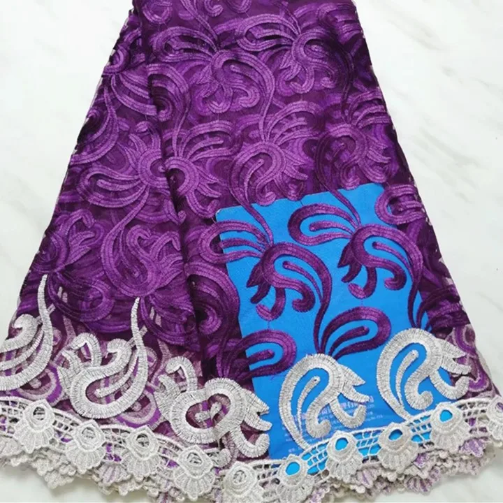 5 ярдов/шт Красивая фуксия французская Сетка кружевная вышивка африканская ткань