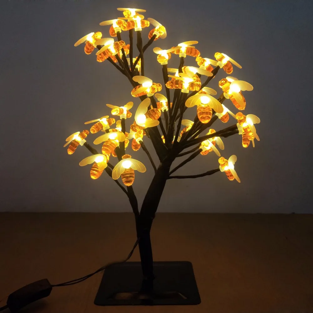 Luminarias LED Вишневое дерево пчела ночные светильники освещение настольные лампы