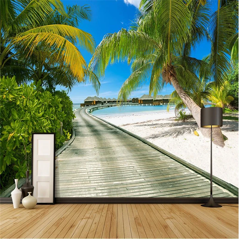 

beibehang Custom wallpaper mural photo Seascape Promenade shade road 3d landscape background wall papel de parede wallpaper