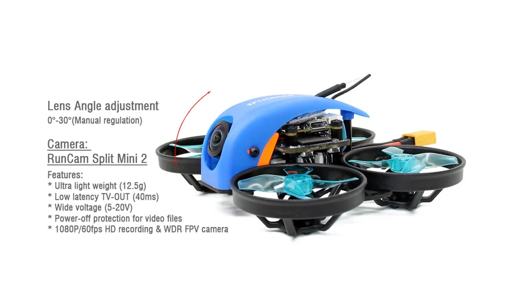 SPC Maker мини КИТ HD 78 мм микро F4 Cinewhoop небольшой гоночный Дрон с видом от первого лица с самонастраиваемым устройством с управлением от первого лица без контроллера w/25/100 мВт VTX Runcam Разделение Mini 2 1000TVL Камера