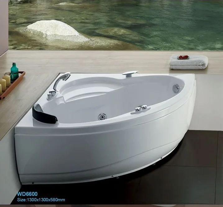 

Wall corner Fiber glass Acrylic whirlpool bathtub Triangular Hydromassage Tub Nozzles Spary jets spa RS6600