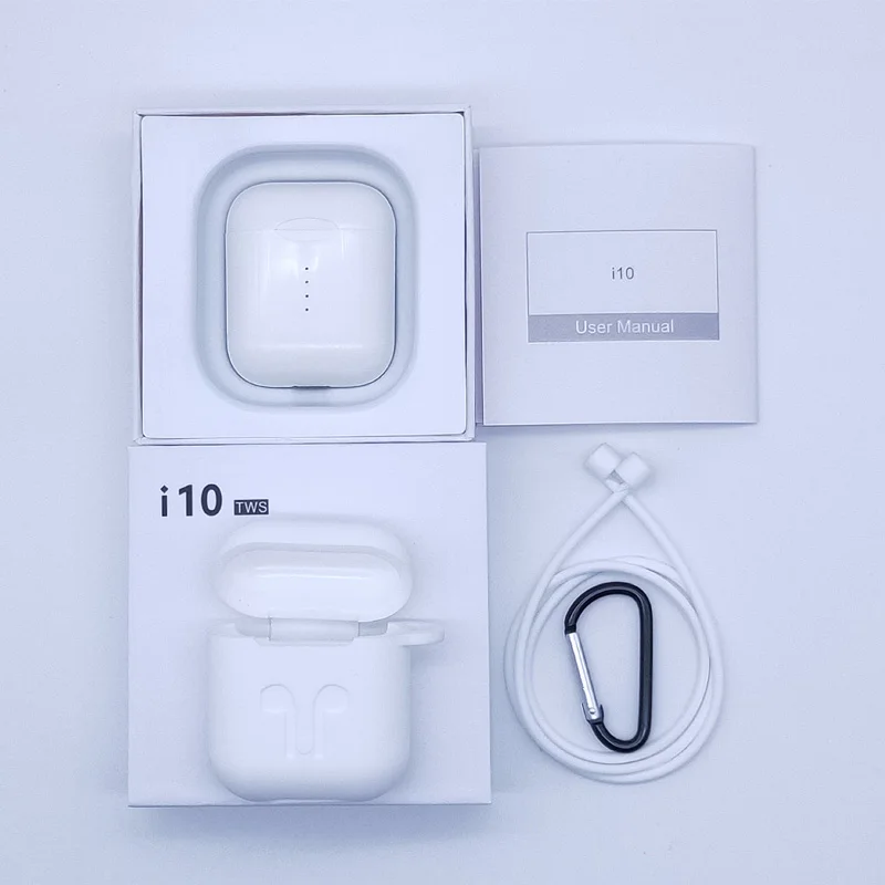 i10 with White case Оригинальные наушники i10 TWS Bluetooth 5,0, беспроводные наушники с микрофоном, Беспроводная зарядка, сенсорное управление, наушники-1:1, гарнитура - Цвет: i10 with White case