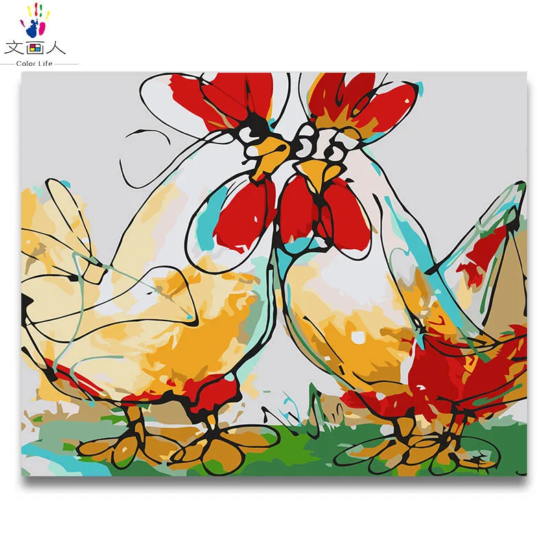 Раскраска по номерам для двух цыплят картины краски с цветами раньевые декора