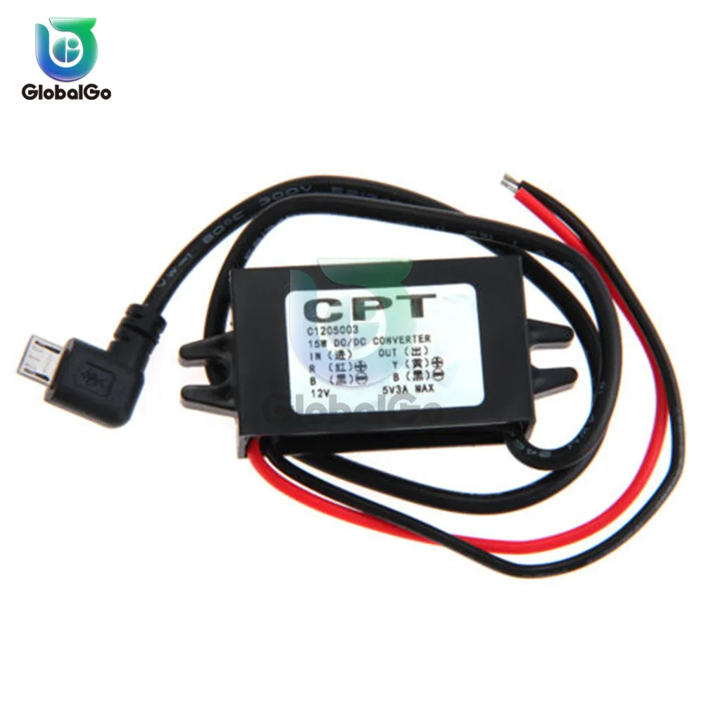 SingleLeft MicroUSB Dc-dc 12 В до 5 В 3A 15 Вт Авто Водонепроницаемый источник питания двойной USB микро-usb; мини USB понижающий мощность Regulator регулятор преобразователя - Цвет: SingleLeft MicroUSB