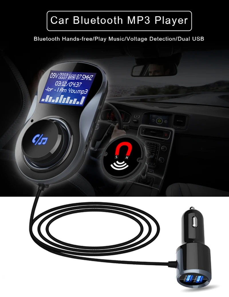 Двойной USB 5V 3.4A быстрая зарядка автомобильное зарядное устройство Bluetooth MP3 плеер FM