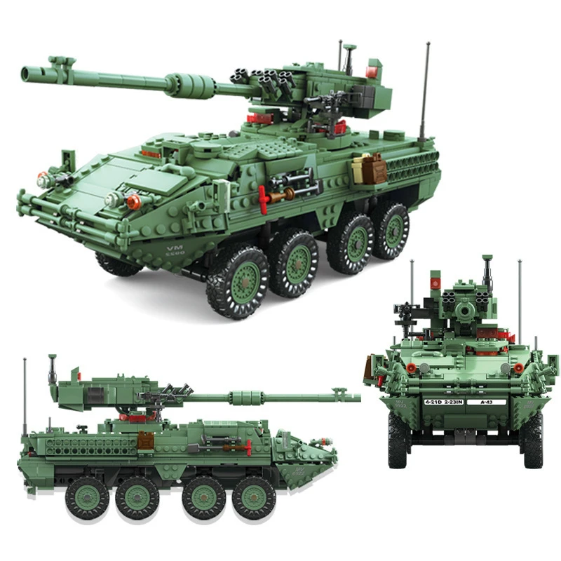 1672 шт Строительные блоки Stryker модель бронированного автомобиля блок военный Ww2