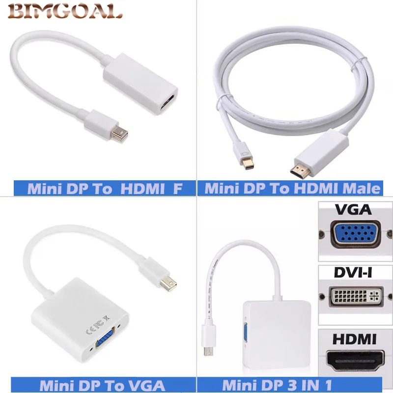 3 в 1 кабель адаптер Thunderbolt Mini DP Displayport к HDMI DVI VGA для MacBook Pro| |