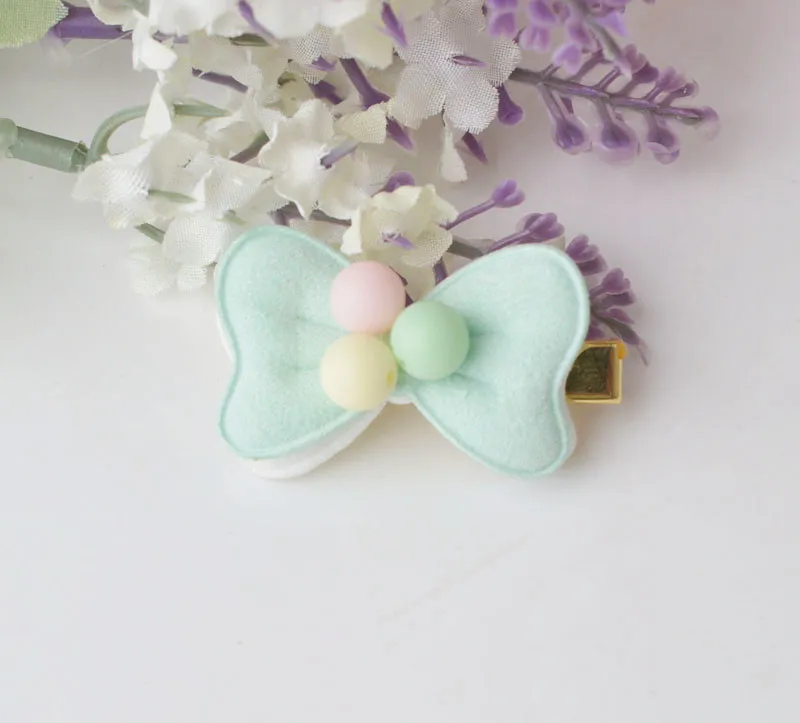 Light Green Милые золотые цветные заколки для волос с бантиком для детей, Яркие бусы, заколка-пряжка для детей, подарок для волос - Цвет: Light Green