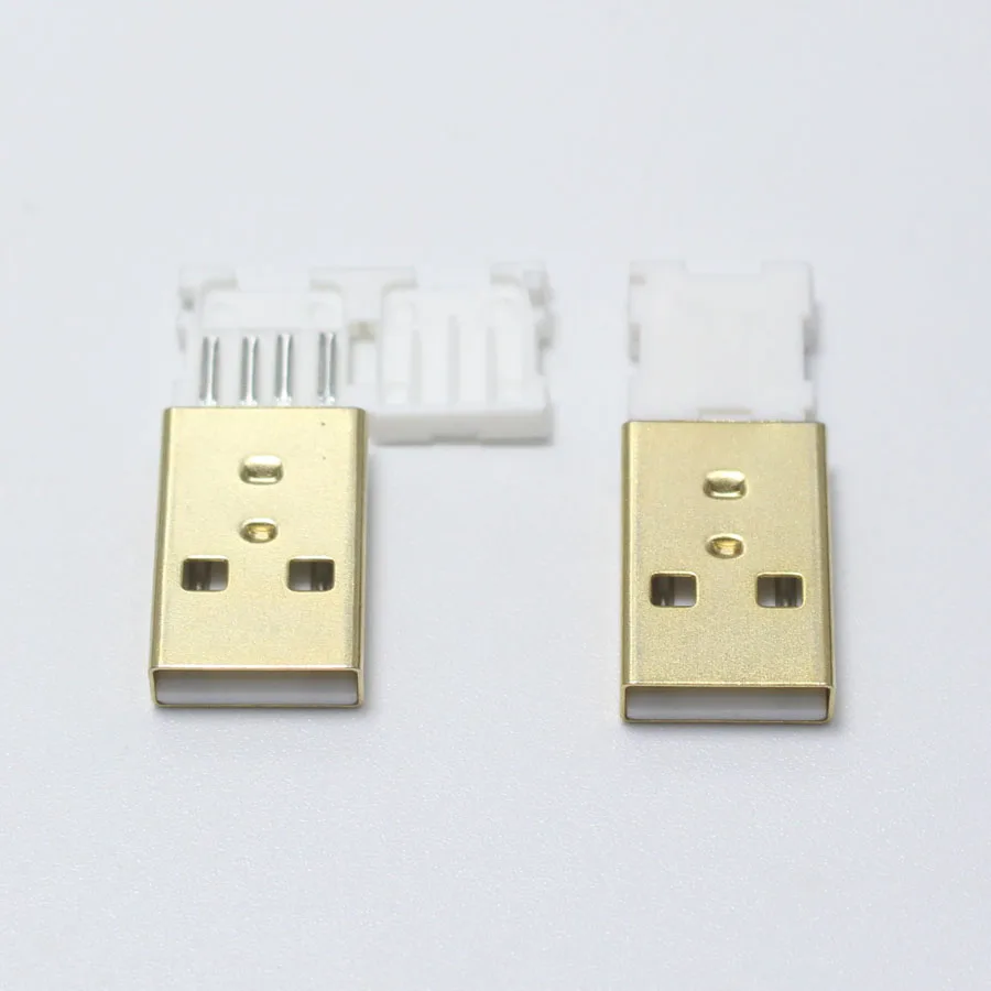2 шт. USB 0 штекер Соединитель с белым складной оболочкой позолоченный сварной Тип