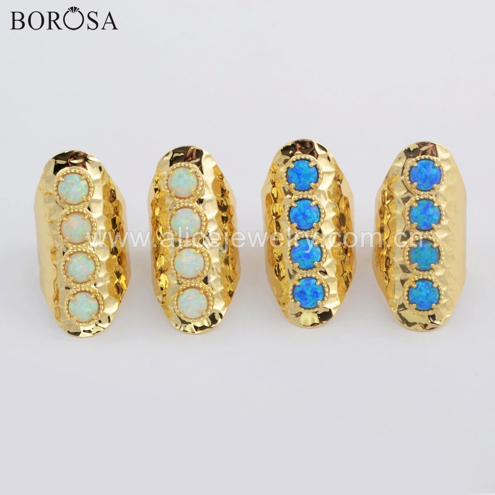 BOROSA 5 шт. золотых/серебряных колец круглой формы белого и голубого цвета в