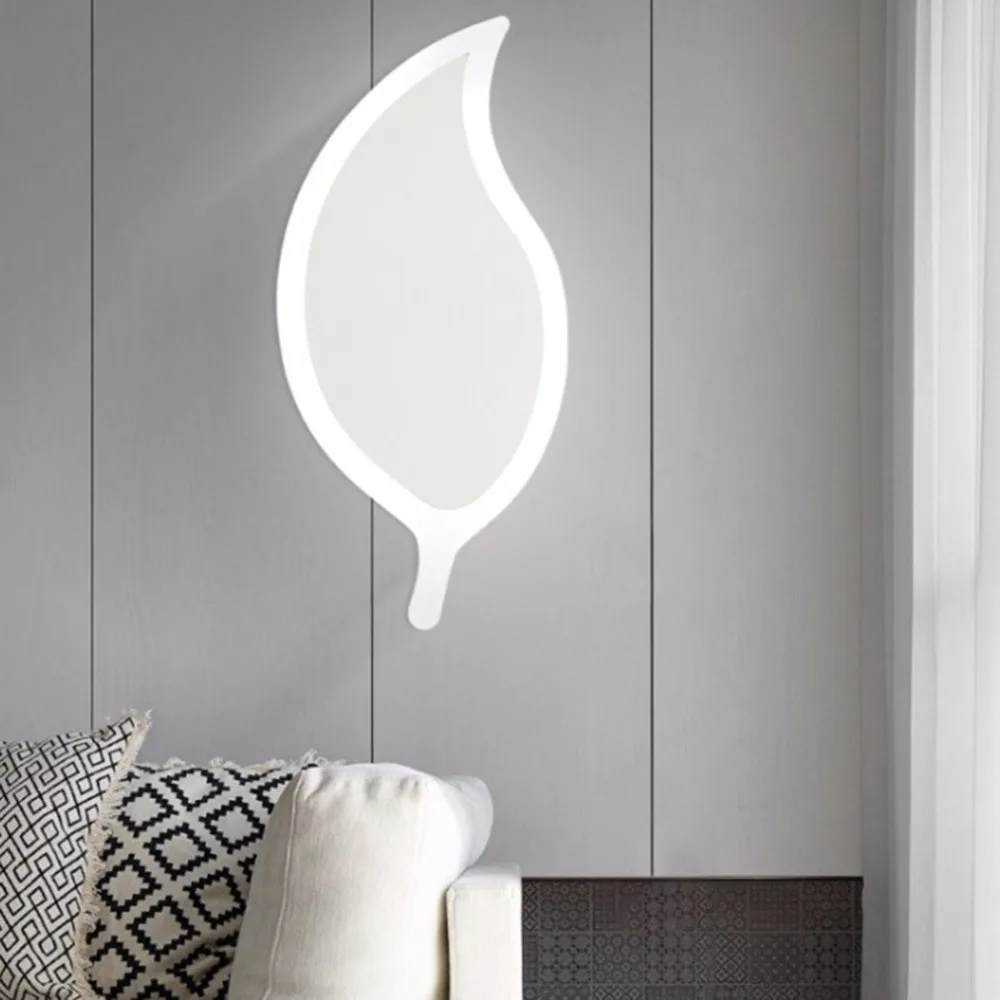 Простой акриловый настенный светильник в форме листа светодиодный для помещений