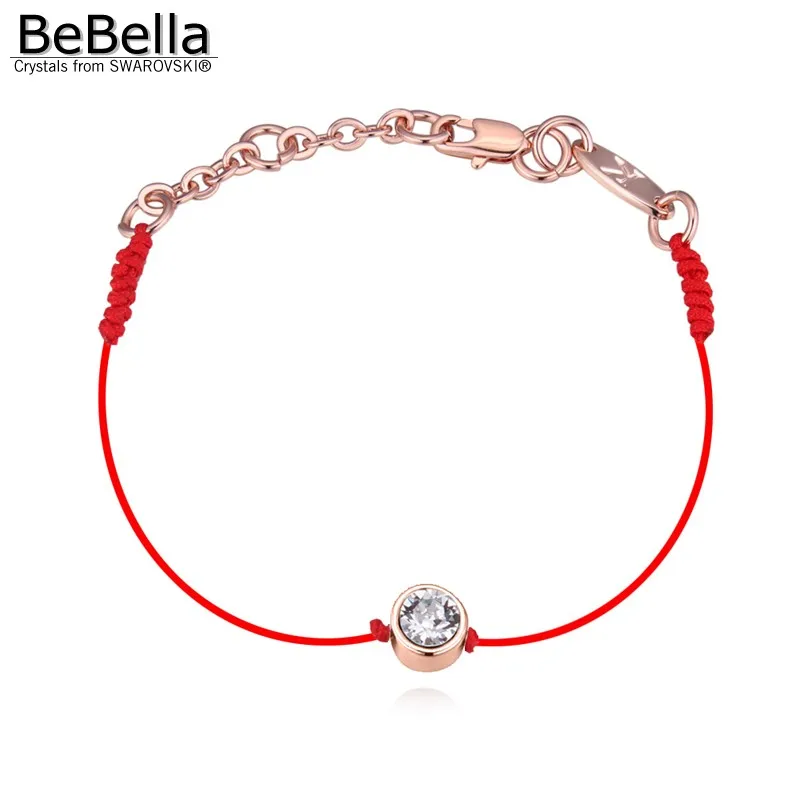 BeBella тонкий красный шнур веревочная нить линия браслет с кристаллами от Swarovski позолоченная цепочка подарок для женщин и девушек