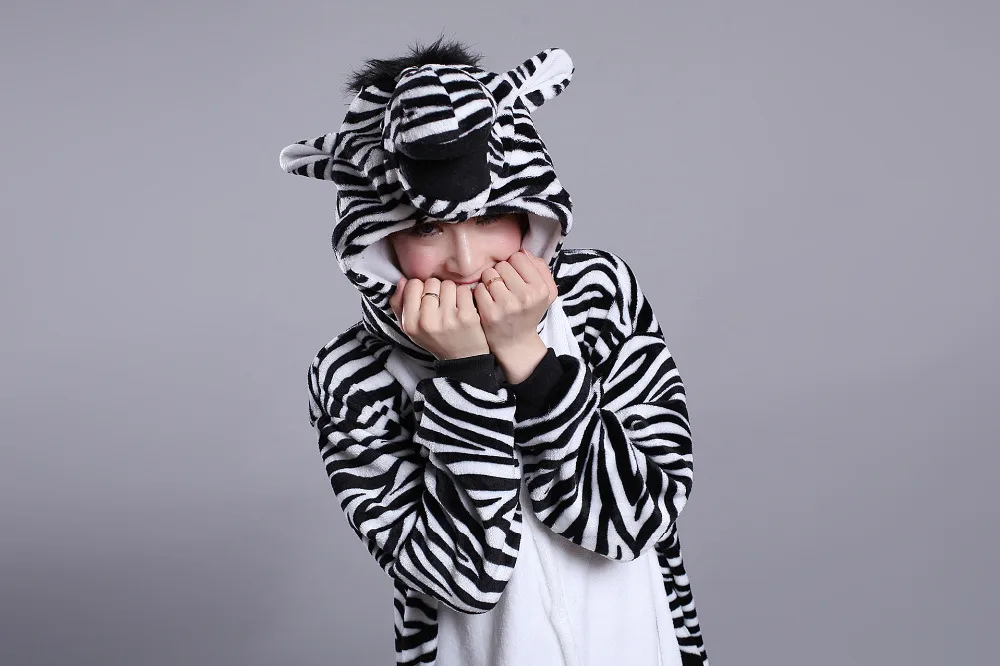 2018 Adult Cartoon Zodiac Zebra Onesie Pajamas Kigurumi Sleepsuit Unisex Animal Onesies Costumes Sleepwear Cosplay | Тематическая