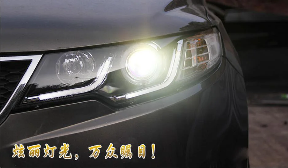 2 шт. автомобильный головной светильник для KIA Forte 2009 2010 2011 2012 головной светильник s Cerato светодиодный DRL ходовой светильник s Bi-Xenon луч противотуманный светильник авто