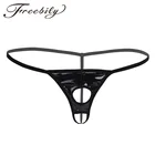 Трусы-стринги мужские из лакированной кожи, экзотическое пикантное нижнее белье, стринги с открытой ягодицей, гей-стринги с дырками для пениса