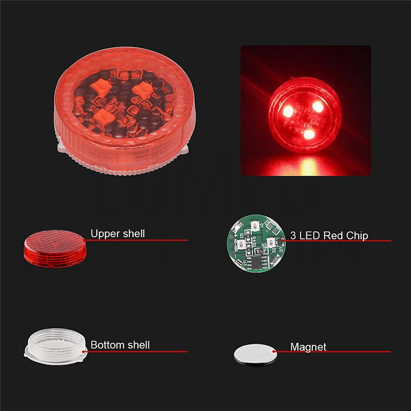 3Red Magnetic Wireless 3 5 8 LED Car Door Opening Warning Lights Waterproof Strobe Flashing Anti Rear-end Collision Led Safety Lamps - Emitting Color: 3Red
