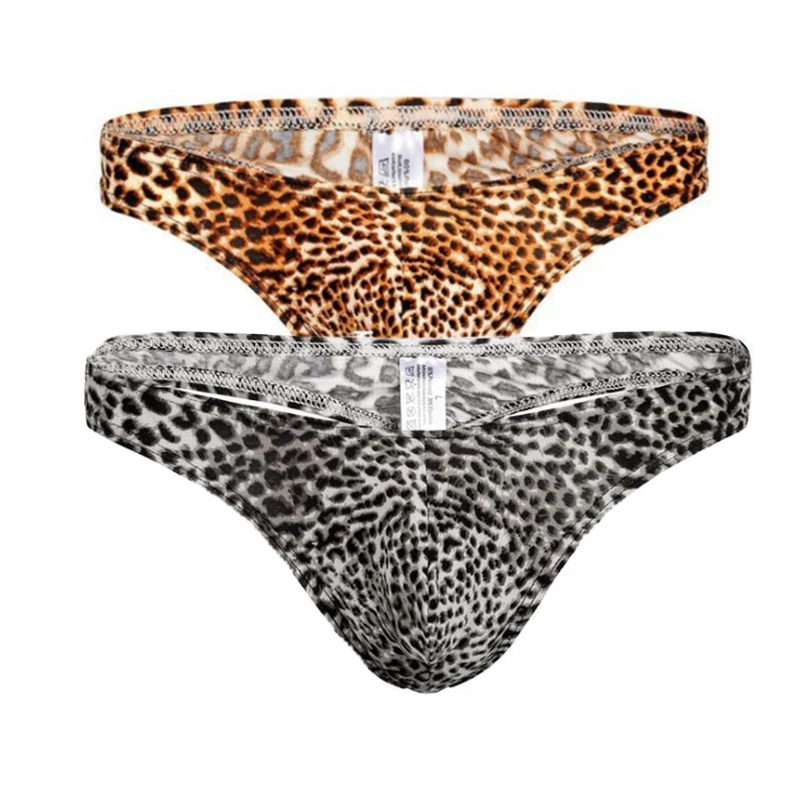 2 шт./лот сексуальные мужские плавки стринги шорты с леопардовым принтом Дышащие