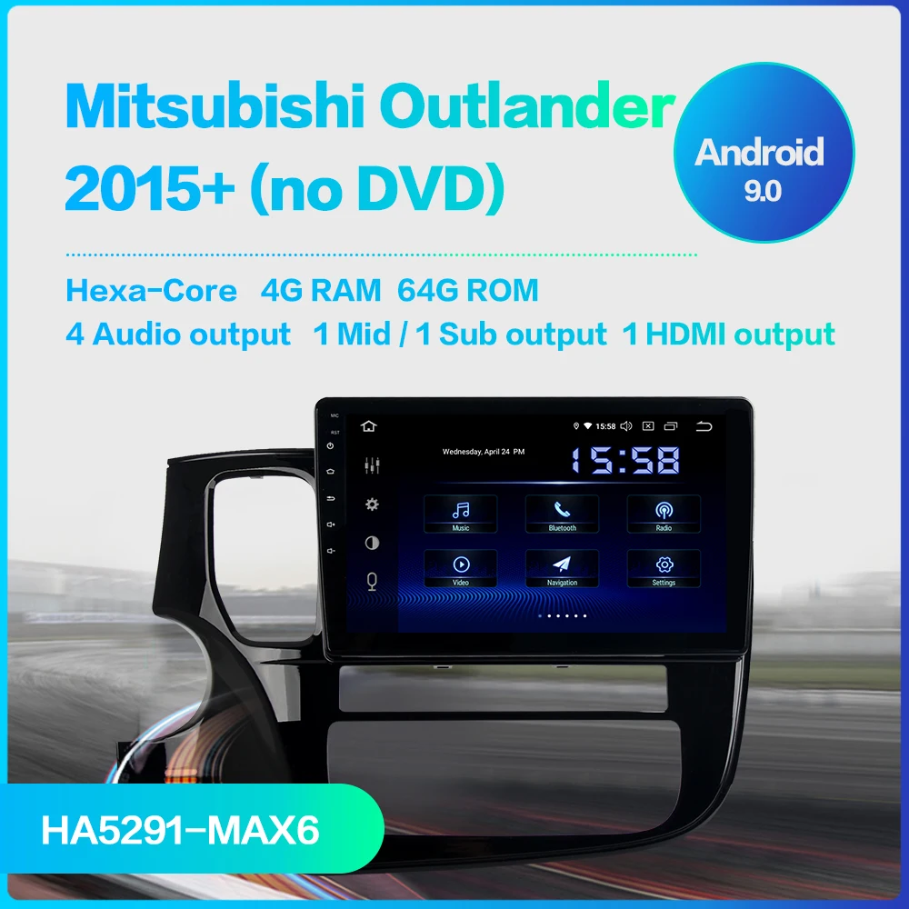 Автомагнитола fonnt 10 2 дюйма Android 9 0 DSP мультимедиа для Mitsubishi Outlander 2014 2015 2016 2017 USB 64 ГБ