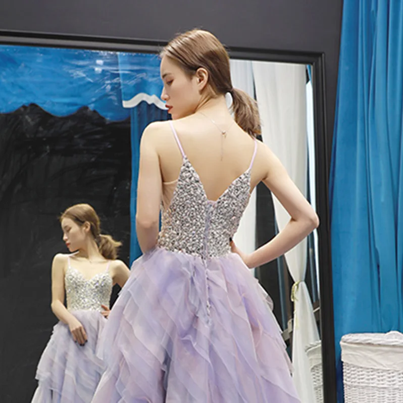 J66718 jancember evening gown colored spaghetti strap lace elegant evening dress with train new design 2019 kleid mit schleppe