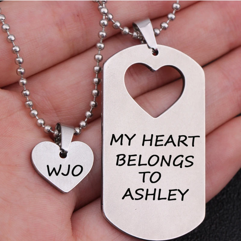 Имя первоначальный индивидуальный кулон ожерелье с гравировкой мое сердце