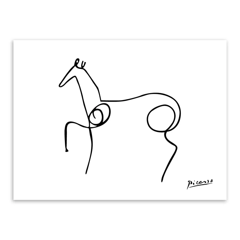 Пикассо минималистский проведенными линиями Животные холст печати плакатов