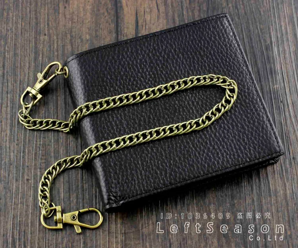 Крутой кошелек из натуральной кожи с цепочкой и отделением для монет на молнии|coin