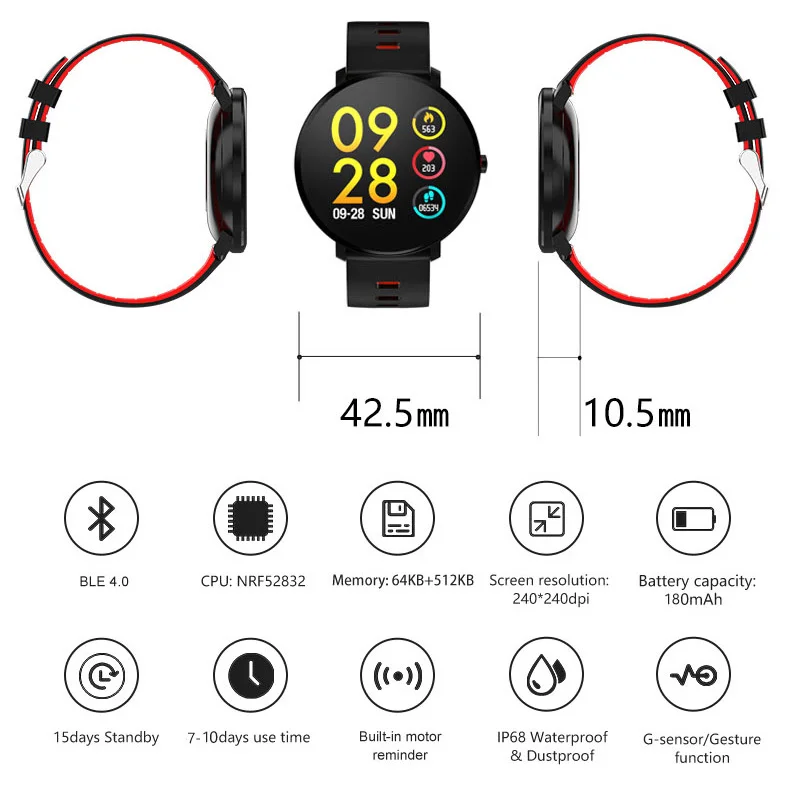 

NEW K9 Smart Watch IP68 waterproof Full Touch IPS Color Screen Heart Rate Monitor Fitness Tracker Sports Men women smartwatch