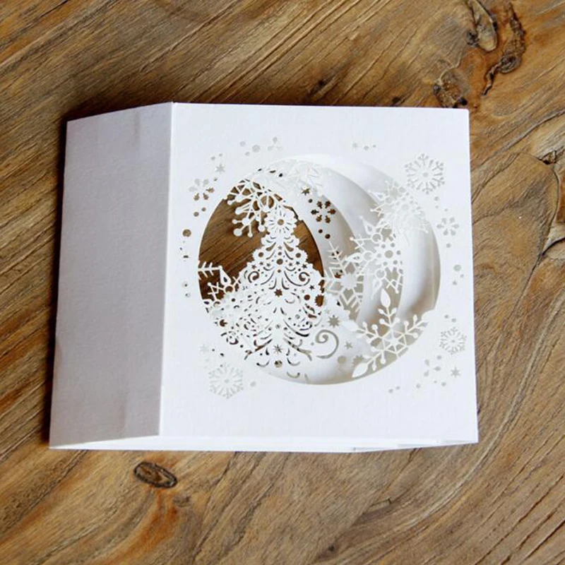 (10 шт./лот) Лазерная резка Свадебная вечеринка Приглашения 3D кубический Снежинка