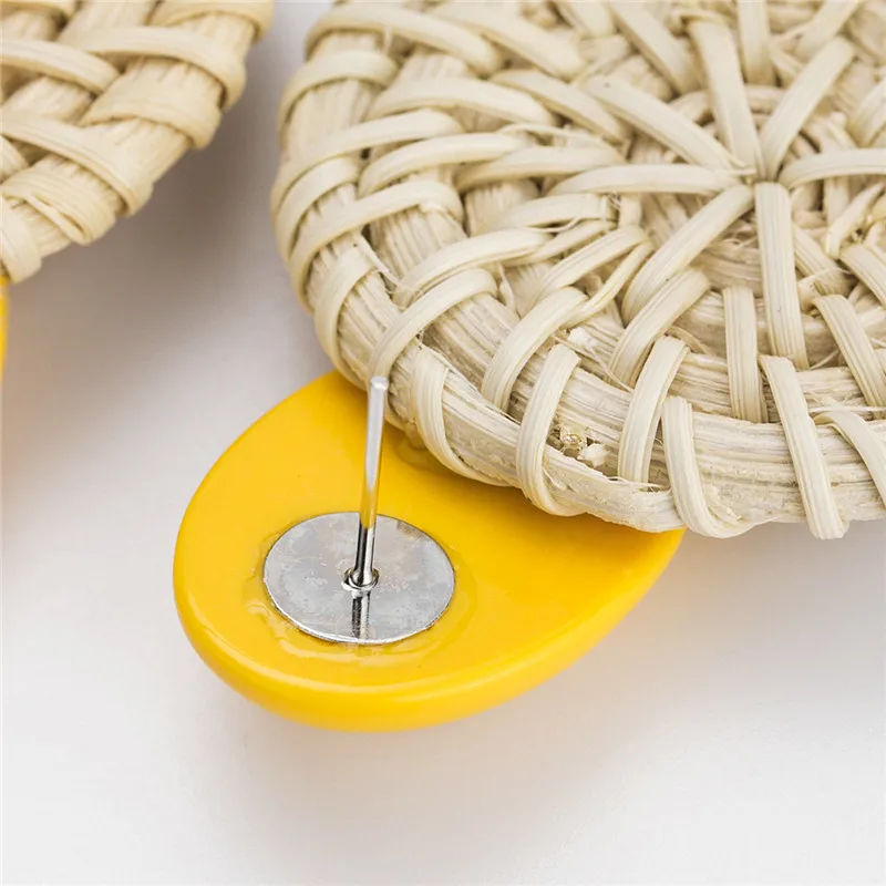 Плетеные Ротанговые женские серьги-гвоздики Boho с отжимом сзади новый дизайн