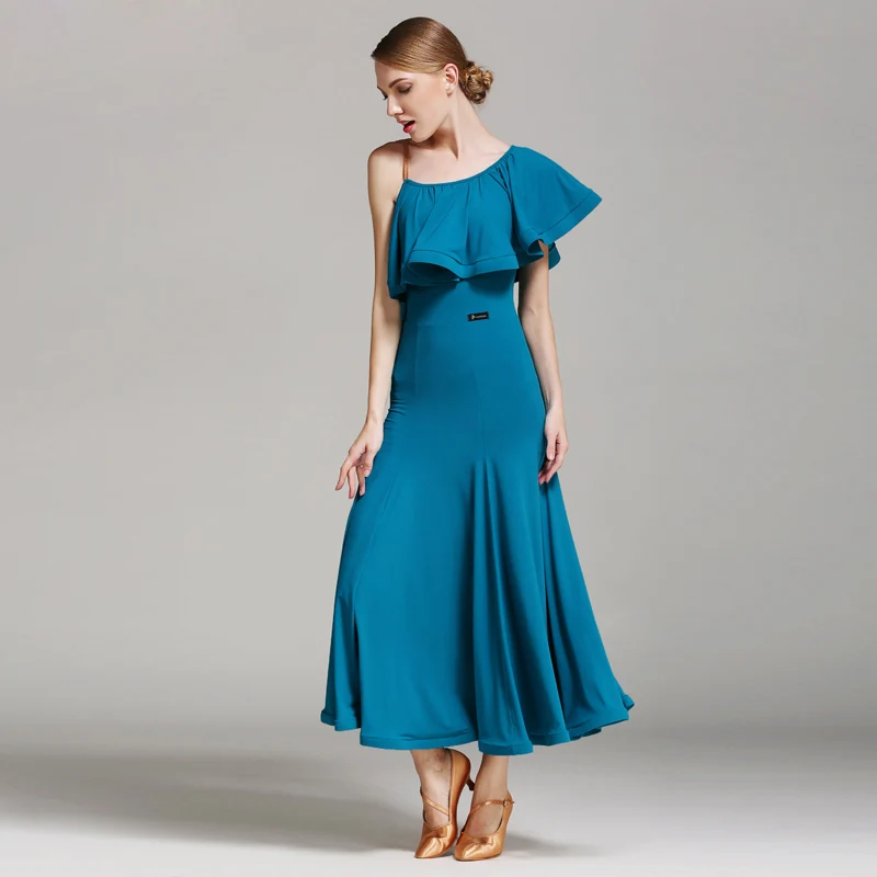 Фото Синие платья фламенко с бахромой испанская одежда стандартные танцевальные для