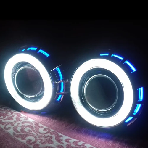RONAN mini 2,5 двойной ccfl angel eyes Bi-xenon проектор для автомобильных фар объектив белый красный синий h1 h4 h7 модифицированный автомобильный Стайлинг - Цвет: White-Blue
